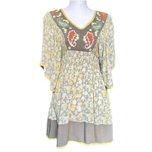 Anthropologie a’reve Top‎ Embroidered V-neck Boho Blouse Floral Size M